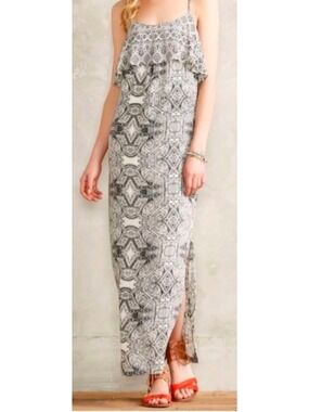 Vanessa Virginia Talitha Dress Size 4 Maxi Tiered Racerback Beaded Sleeveless